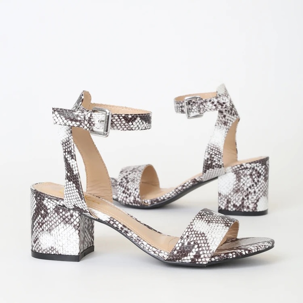 Lulus Snake Print Block Heel Sandals - image 2